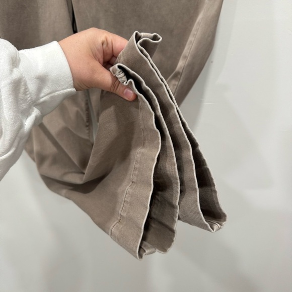 Spanx High Rise Stretch Twill Cropped Wide Leg Pants Tan Large - Picture 3 of 8